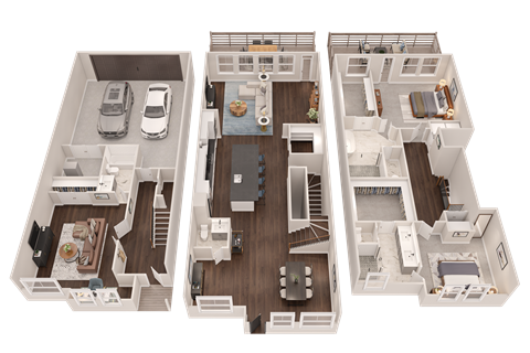 Floor plan for 3 beds, 3.5 baths, 2516 sqft